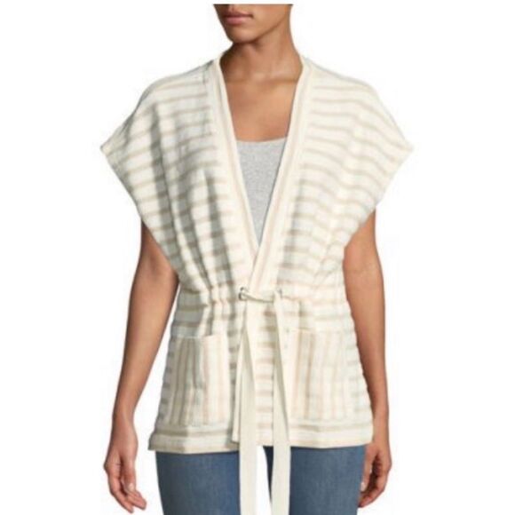 Bobeau Patty Striped Draw-String Waist Cardigan - Picture 2 of 8